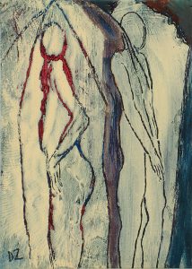 Back to Back - Mixed-media On Card - 15x11cm - Out Of The Day & Into The Night