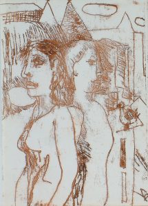 Difference of Opinion - Monoprint On Paper - 5x11cm - Out Of The Day & Into The Night