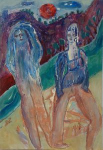 Teenagers - Oil On Card - 15x10cm - Out of the day and into the night