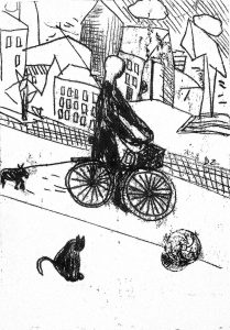 Cycling - Monoprint - 15x10cm - House Of Dreams
