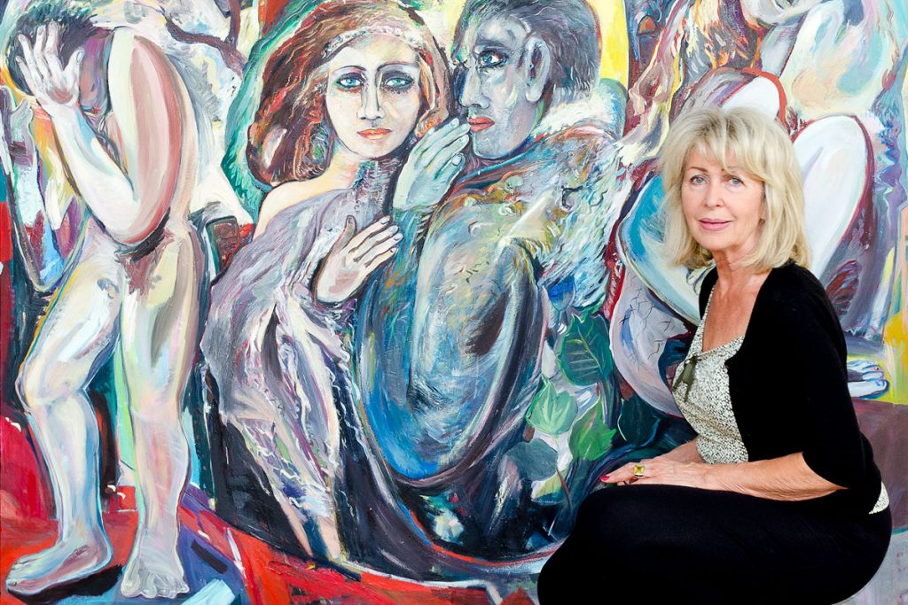 Diana with large artwork