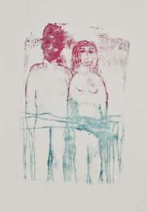 Going For A Dip - Monoprint - 21x15cm