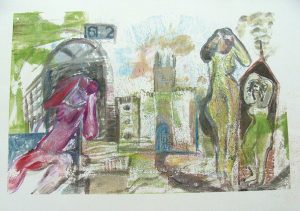 Shadows In The Dungeon - Monoprint - 42x59cm