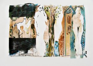 Statue Goddess - Monoprint - 42x59cm