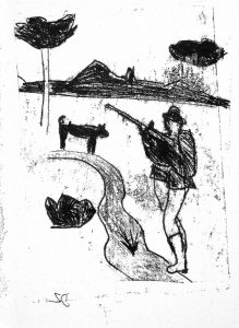 The Hunter - Monoprint - 15x10cm - House Of Dreams