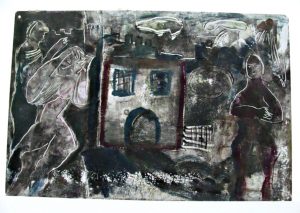 Within The Dungeon Walls - Monoprint - 42x59cm