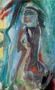 Double Take - Collage Oil On Card - 14.5x9cm - Out of the day and into the night