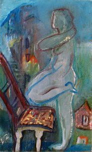 Yoga - Oil On Card - 14.5x9cm - Out of the day and into the night